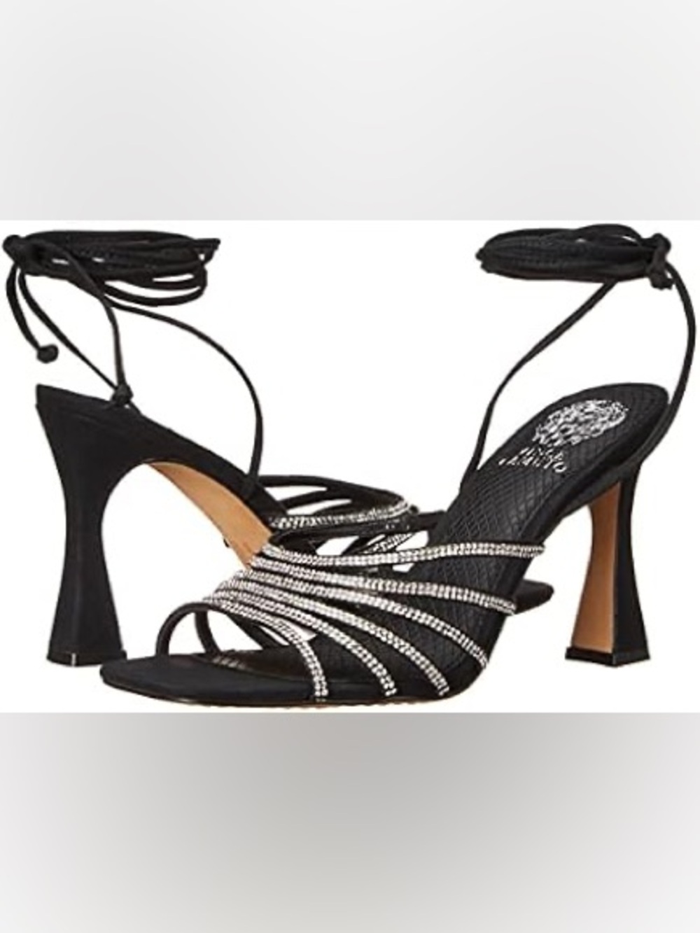 Vince Camuto Black Rhinestone Strappy Heels 10